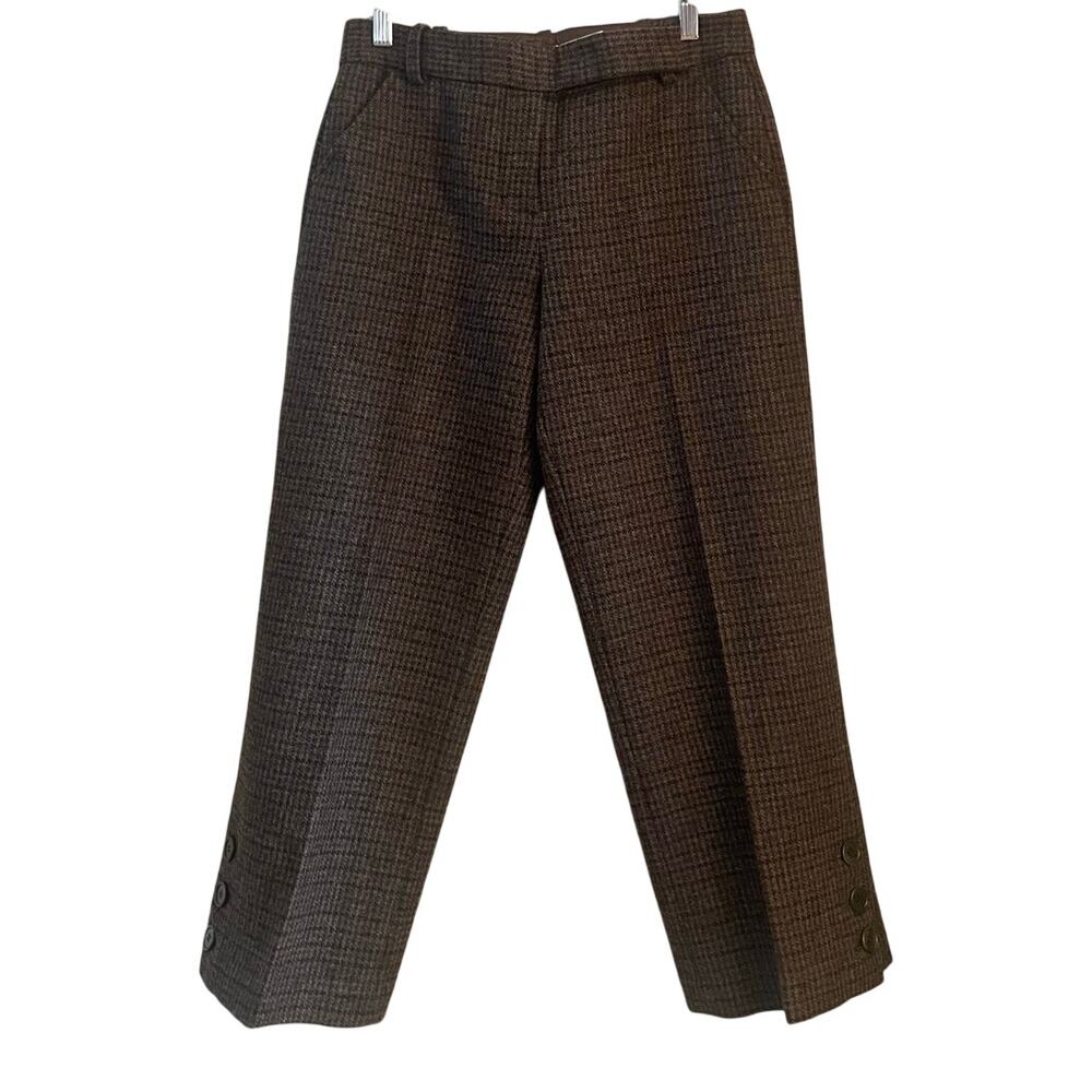 Leon Max Limited‎ Edition Brown Wool Plaid Cropped Trousers – Women's Size 4